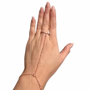 Henri Bendel Rose Gold Jeweled Hand Chain Bracelet Ring